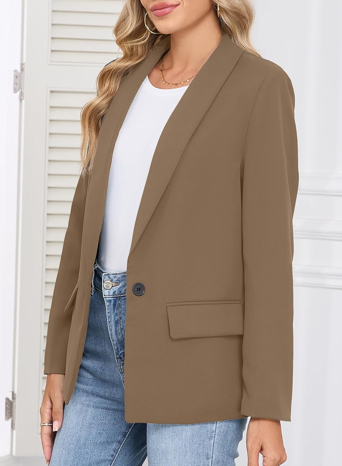 Happy Sailed Womens Long Sleeve Blazer Business Casual Open Front Work Office Suit Jackets - Image 5