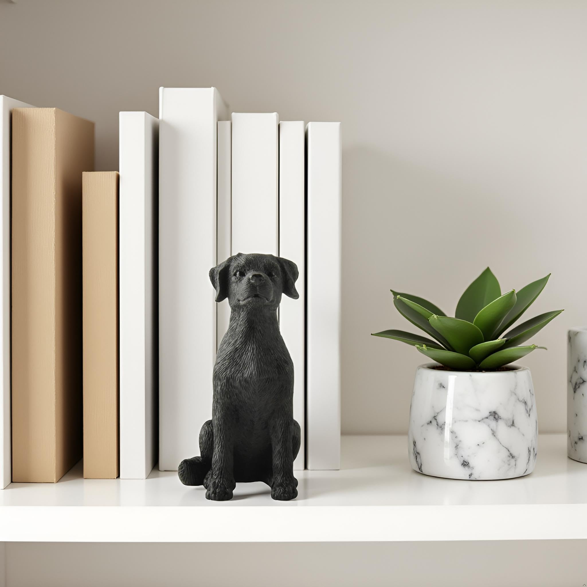 JFSM INC. 3.25" Black Labrador Dog Sitting Up Figurine - Black Lab Gift, Resin Pet Statue, Holiday Stocking Stuffer - Home or Office Desktop Decoration