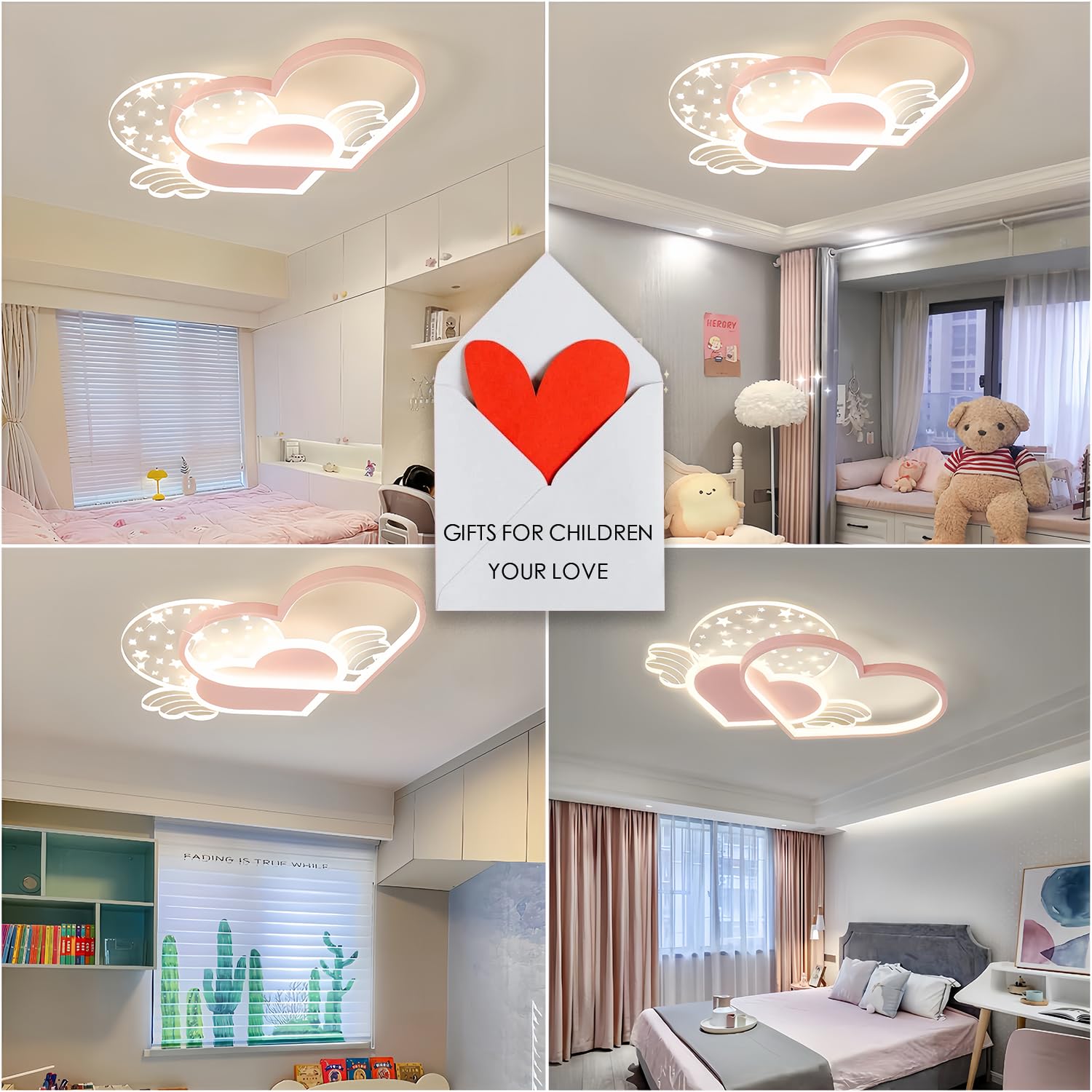 Plafonnier LED pour chambre d'enfant 38 W avec télécommande intensité variable bleu et rose