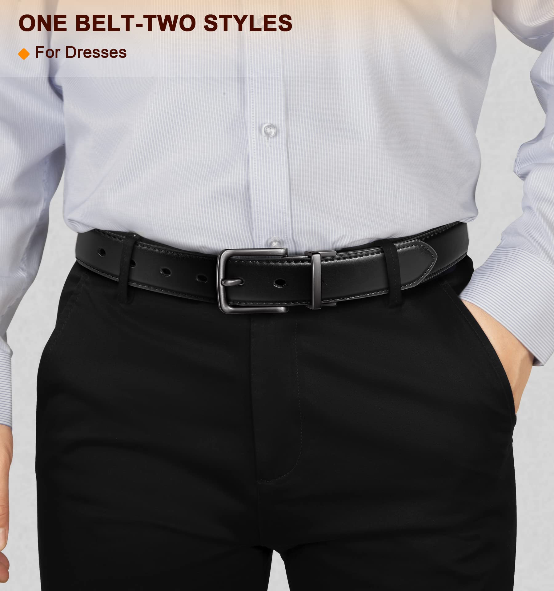 BULLIANT Cintura Uomo, Cintura Reversibile di Pelle 31mm Confezione Regalo,Dimensioni Regolabili