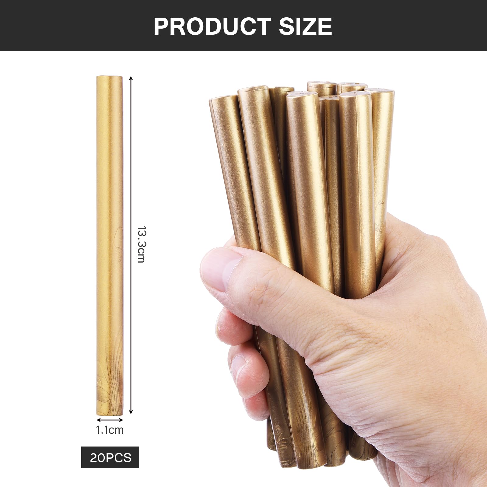 Coolty 20 Pezzi 11mm Bastoncini di Ceralacca per Pistola a Colla per Timbro Sigillo di Cera Lettera Inviti di Nozze, Buste di Carte Mail di Lumaca Pacchetti di Vino (Oro bronzo)