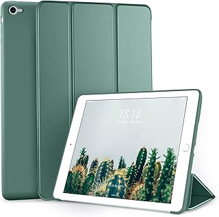 DTTO for iPad Air 2 Case (2014 Released), Ultra Slim Lightweight Smart Case Trifold Stand with Flexible Soft TPU Back Cover for Apple iPad Air 2 (Model A1566/A1567), Midnight Green