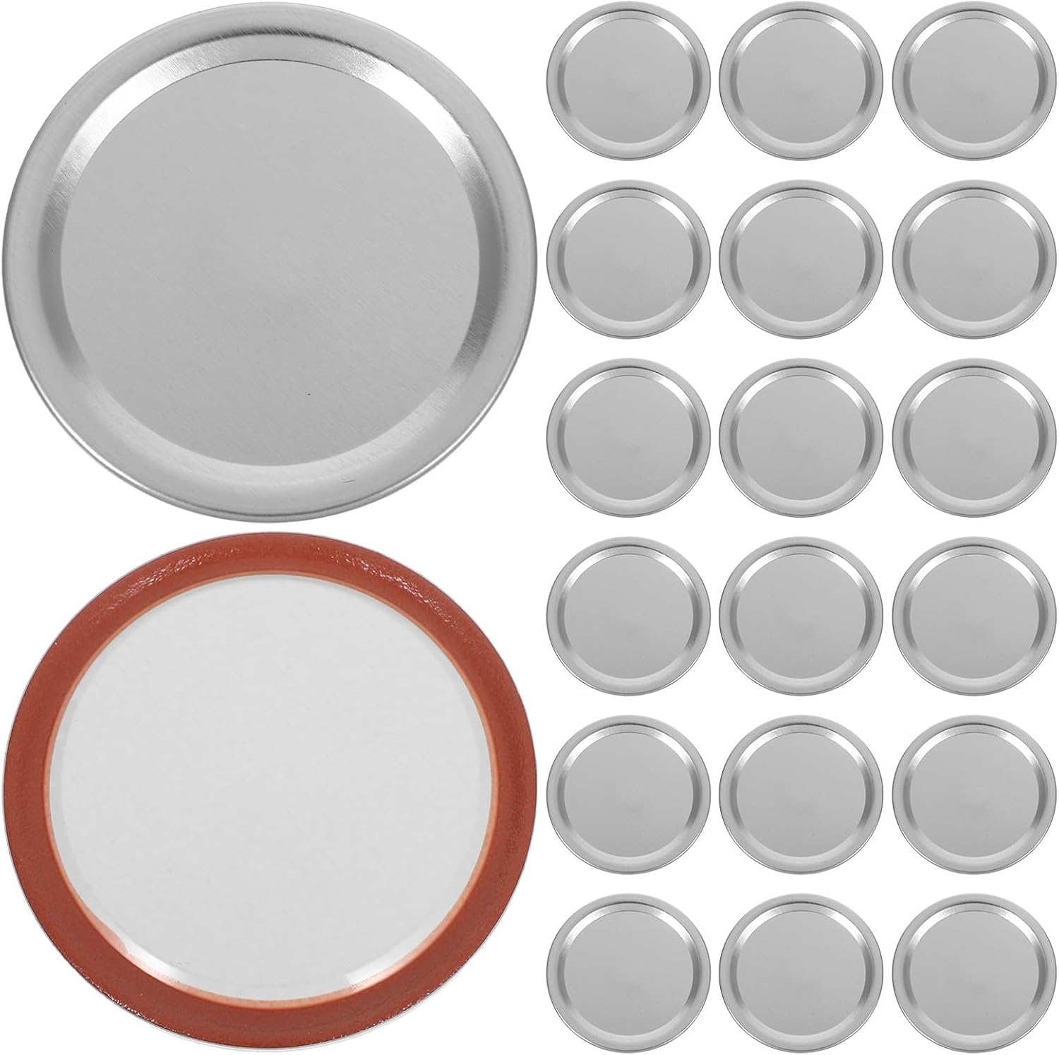 100pcs Regular Mouth Mason Jar Lids with Rings 70mm Metal Seal Replacement Covers Aluminum Canning Jar Lids for Food Preservation and Home Canning