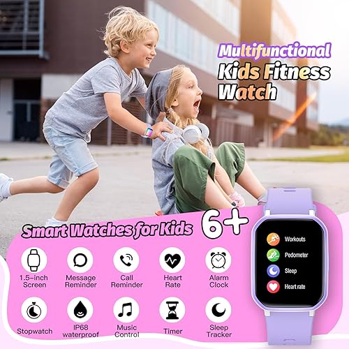 Miniatura 3 de Reloj inteligente para niñas, resistente al agua IP68, reloj rastreador de actividad física con cara de 1.5 pulgadas, monitor de sueño de frecuencia