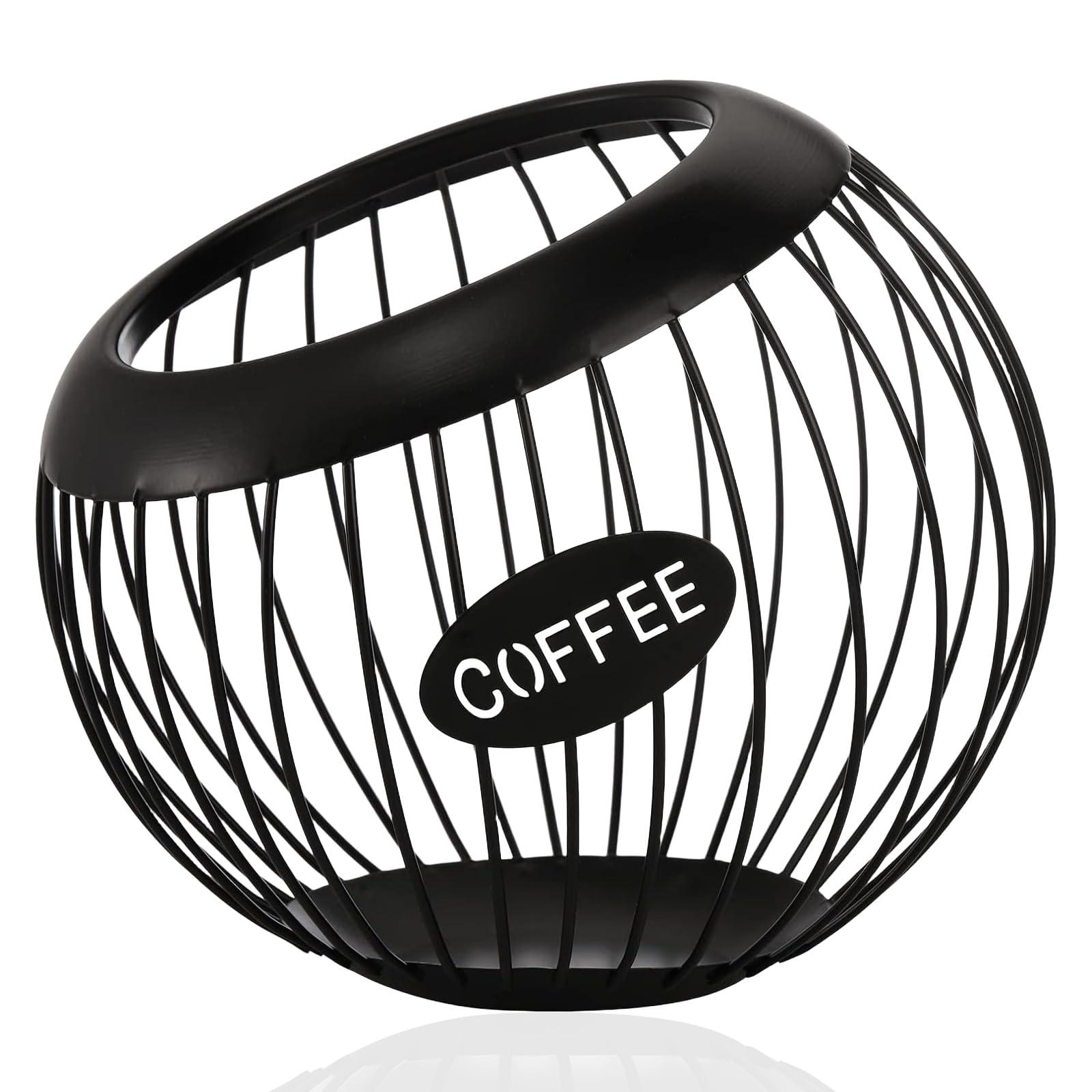 Qknosm Black Coffee Pod Holder, Large Capacity Coffee Pod Basket Espresso Pods Organizer Metal Coffees Capsule Storage Basket For Kitchen Office Coffees Bar Accessories