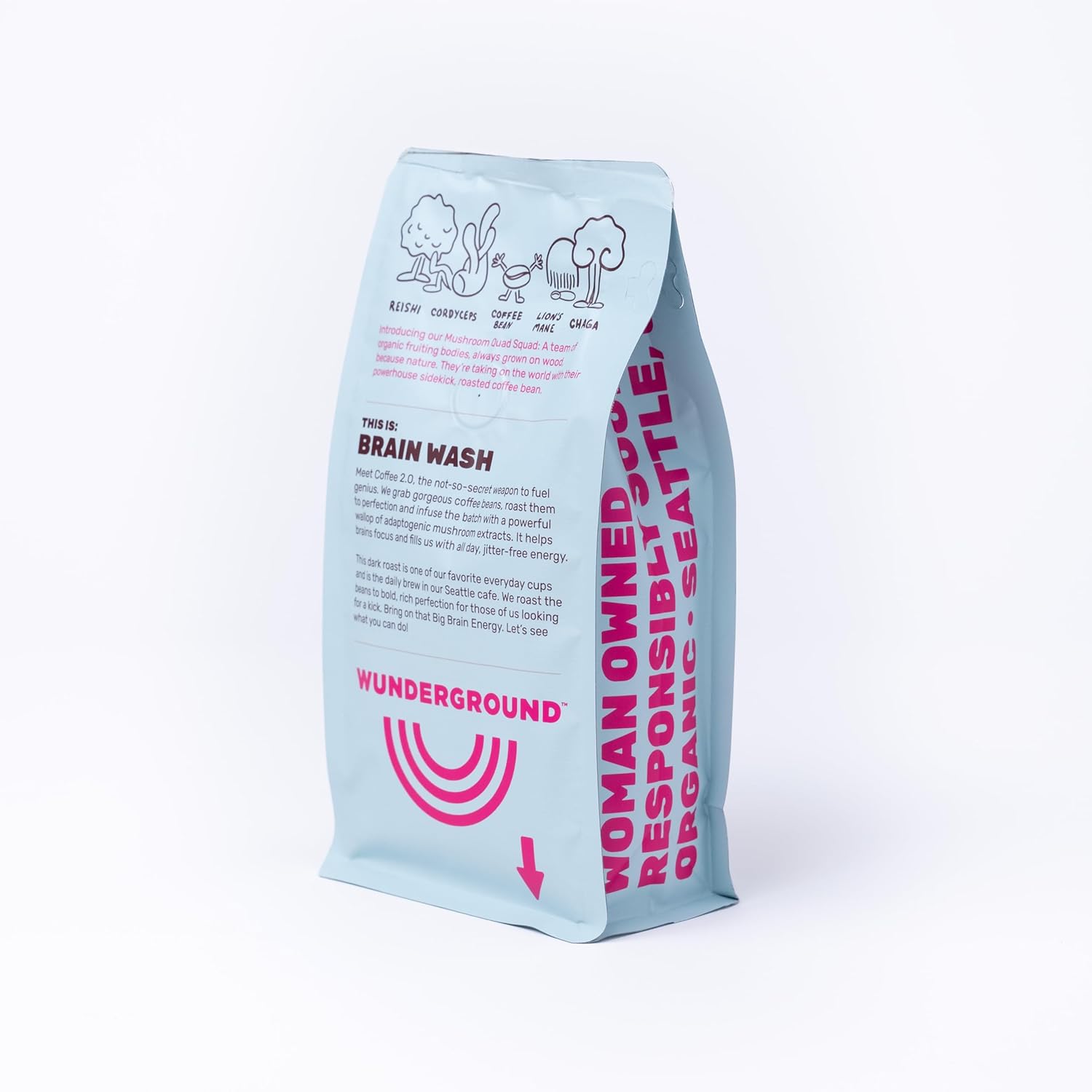 Wunderground's Brain Wash Dark Roast Organic Ground Coffee with Mushroom SuperBoost (12 oz Bag) - Image 6