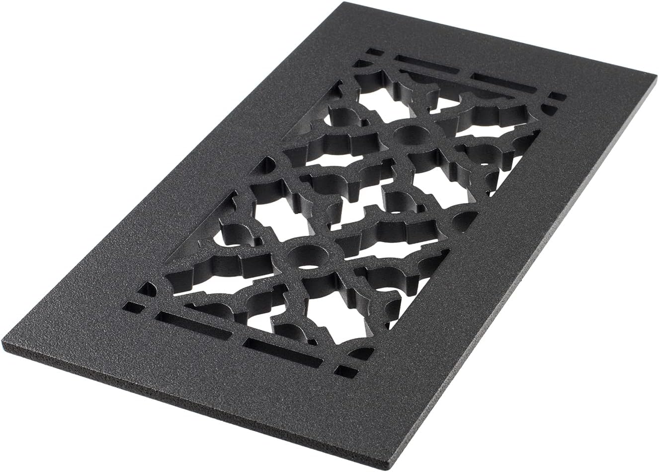 Scroll Floor Register 4X10. Black Cast Iron Vent Covers for Home Floors. Features an Underside Lip; without Mounting Holes. Made in The USA | 612-NH