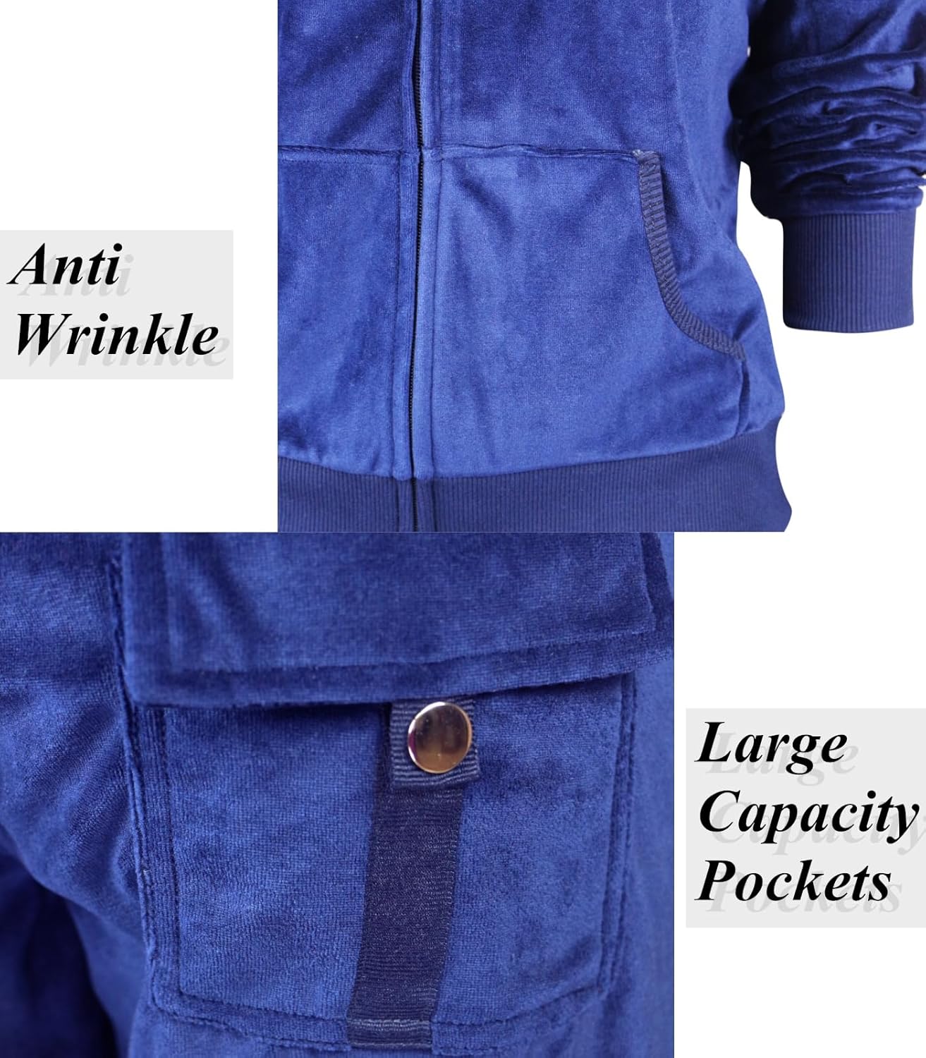LeeHanTon Womens Jogging Suits Sets Running Velour Outfit Zipper Warm Up 2 Pieces Hoodie and Pant Tracksuit