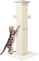 SOCATER 33 Inch Natural Sisal Cat Scratching Post - Large Sturdy Scratcher for Indoor Cats, Furniture Protector All Breeds