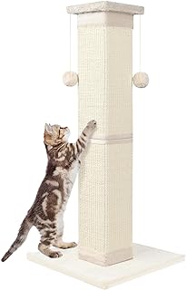 Cat Scratching Post 33 Inch Nature Sisal Cat Scratch Post for Indoor Cats, Large