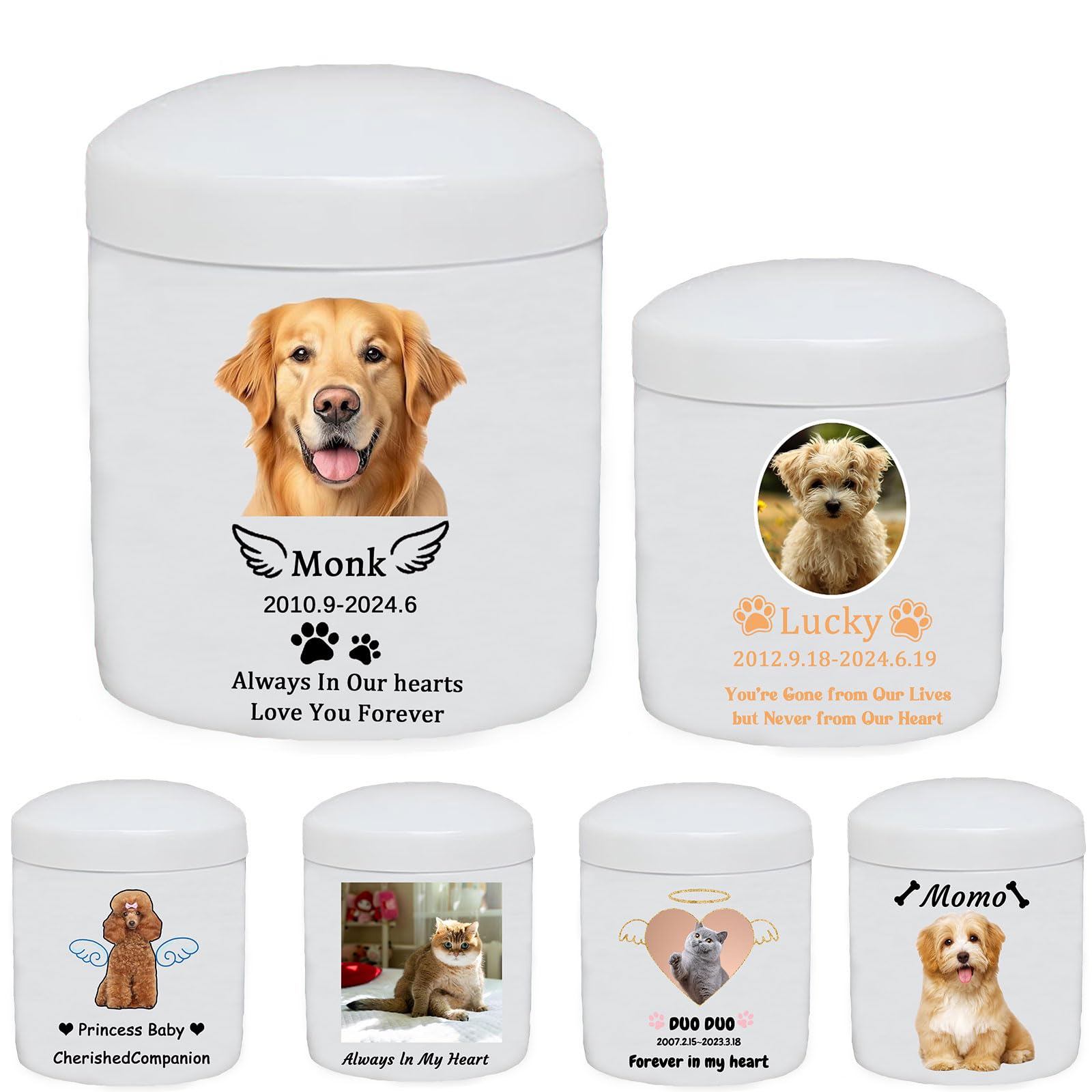 CCZUIML Personalized Pet Memorial Urns for Dog or Cat Ashes,Wooden Pet Memorial Urns,Aluminium Mini Urns,Loss Pet Memorial Remembrance Gift,Photo Box Pet Cremation Urn
