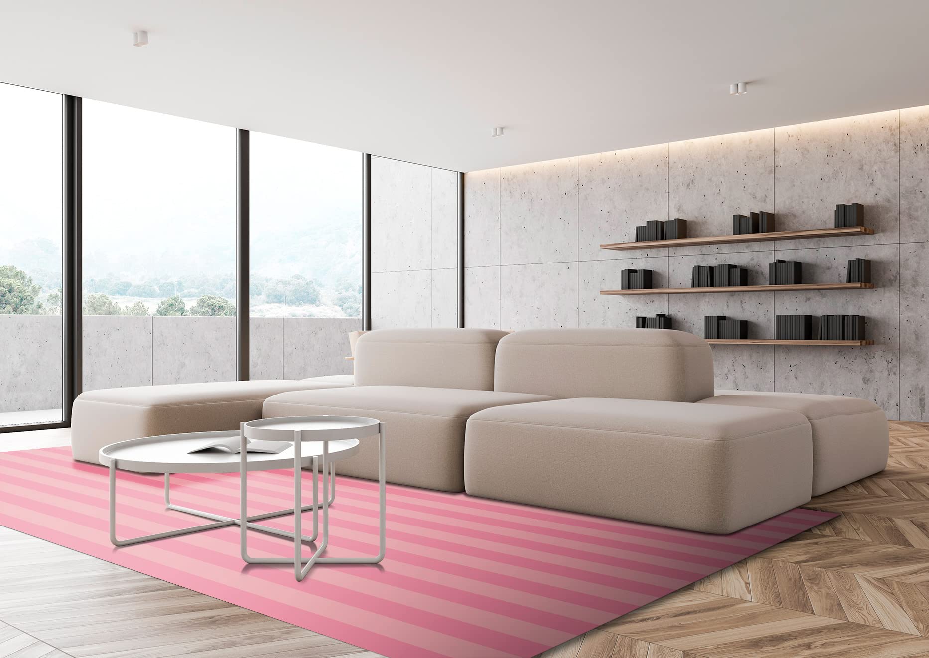 Alfombra Vinílica Cocina Salón - Varios Tamaños - (Líneas Rosa 60x120 cm)