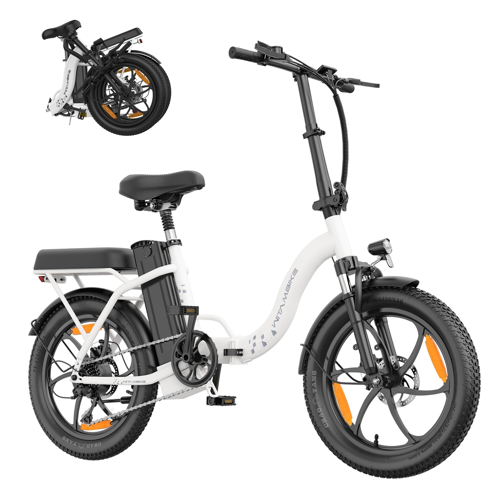 WITAMBIKE C16 E Bike Klapprad 20 Zoll für Herren Damen, 250W Pedelec, 48V 16Ah Akku bis 100 km, Fatbike Elektrofahrrad für Pendeln und Reisen, 7-Gang, Federgabel, Scheibenbremsen