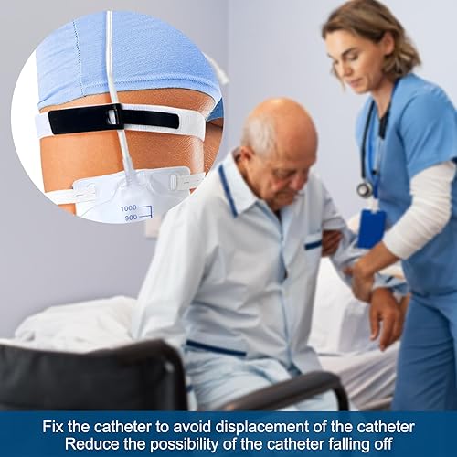 Miniatura 4 de TrelaCo 10 bolsas de catéter para piernas para hombres, 33.8 fl oz de drenaje urinario, bolsa de pierna con catéter de válvula antirreflujo con 2