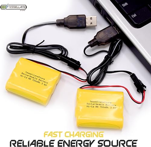 Miniatura 3 de TessellateStore Ni-CD de alta capacidad (2 baterías + 2 cargadores) Batería AA recargable de 3.6 V SM - Cargador 2P con 700 mAh