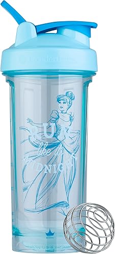 Miniatura 1 de BlenderBottle Disney Princess Shaker Bottle Pro Series, perfecta para batidos de proteínas y antes del entrenamiento, 28 onzas, Cenicienta