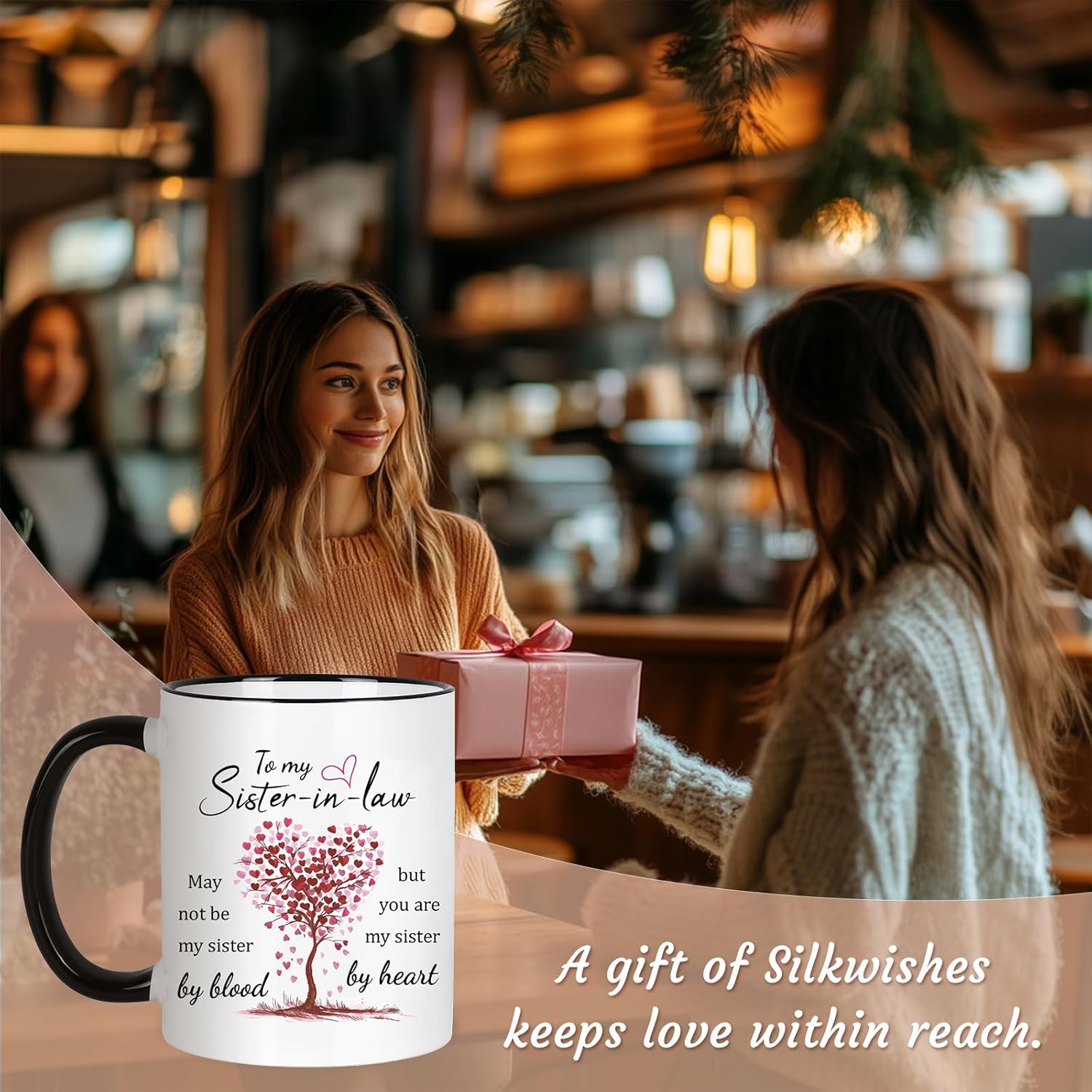 Sister-in-law Birthday Gift Wedding Gifts for Women Valentines Day Christmas Gift for Sister-in-law Mug 11Oz Not Sisters By Blood But Sisters By Heart Mug Ceramic Coffee Cup Microwave Dishwasher Safe - Image 7