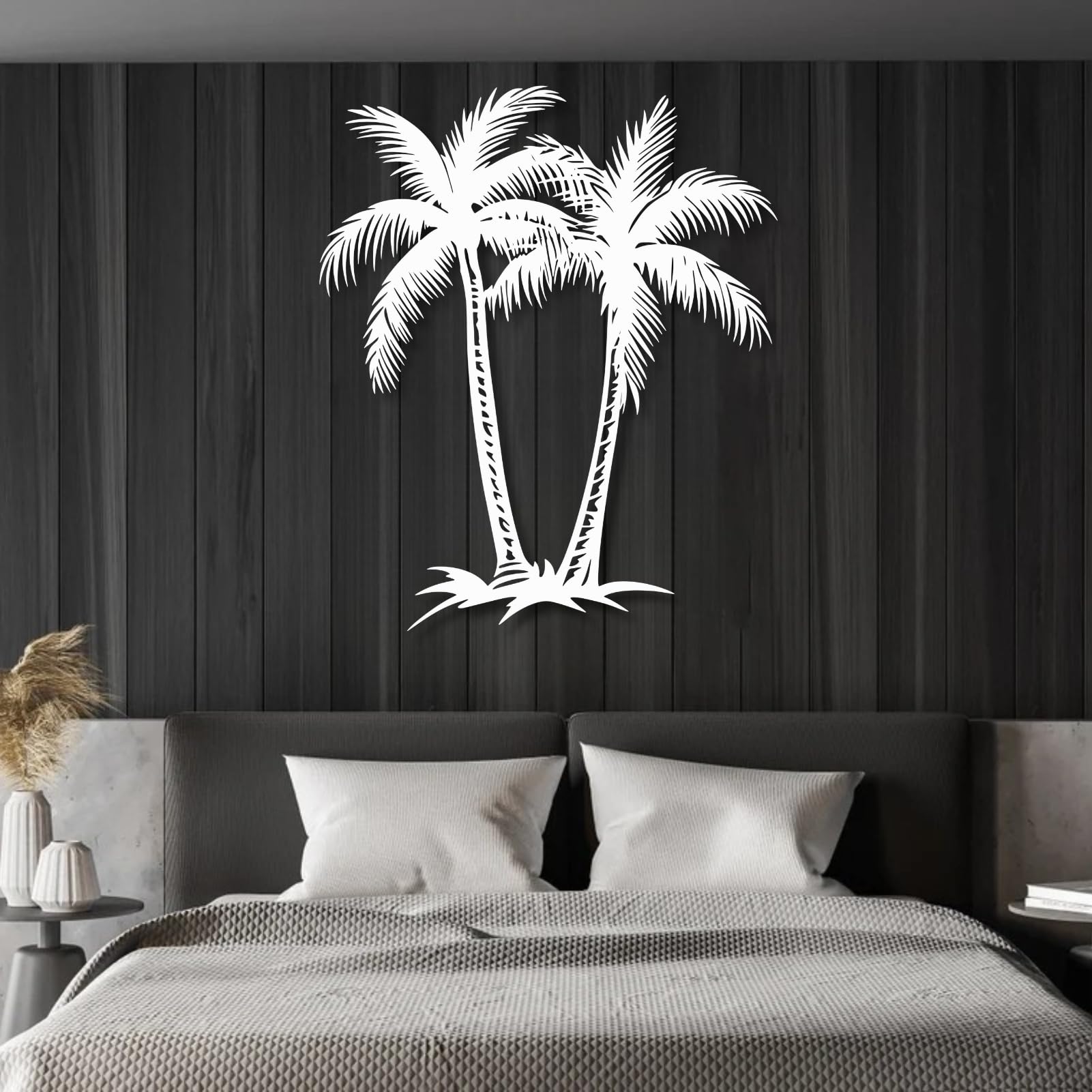 Grande Decorazione da Parete in Metallo Spesso, Palma, Piante Tropicali, Decorazione da Parete a Tema Spiaggia costiera, sculture da Parete per Interni ed Esterni per Bagno, Soggiorno, Patio o Camera
