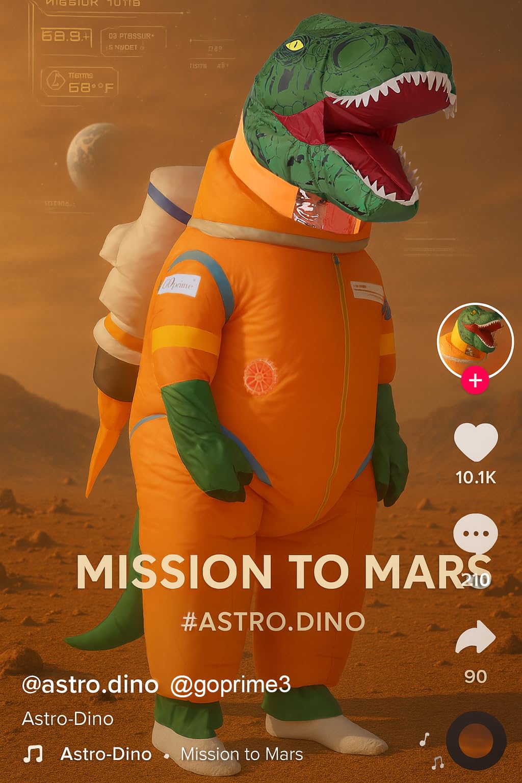 GOPRIME Disfraz inflable de astronauta de dinosaurio, traje espacial T Rex, talla para adulto