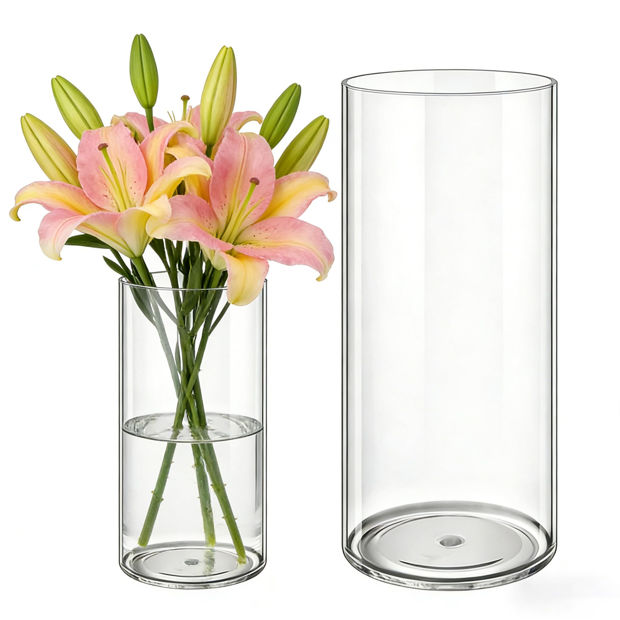 MELEJIA Acryl Blumenvase Set, Bruchsichere Transparente Zylindervase, Modern Acryl Vasen zur Dekoration, Vase für Hochzeiten, Wohnzimmer, Büro, Hausdekoration