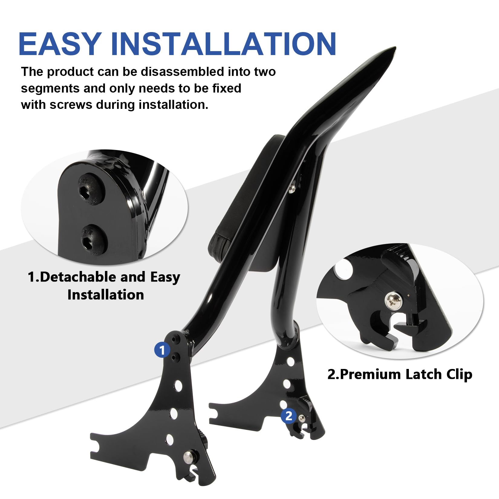 psler Detachable Rear Passenger Backrest Sissy Bar with Docking Hardware Quick Release 22" Height Sissy bar for Sportster XL 883 1200 48 Iron 72 2004-2023