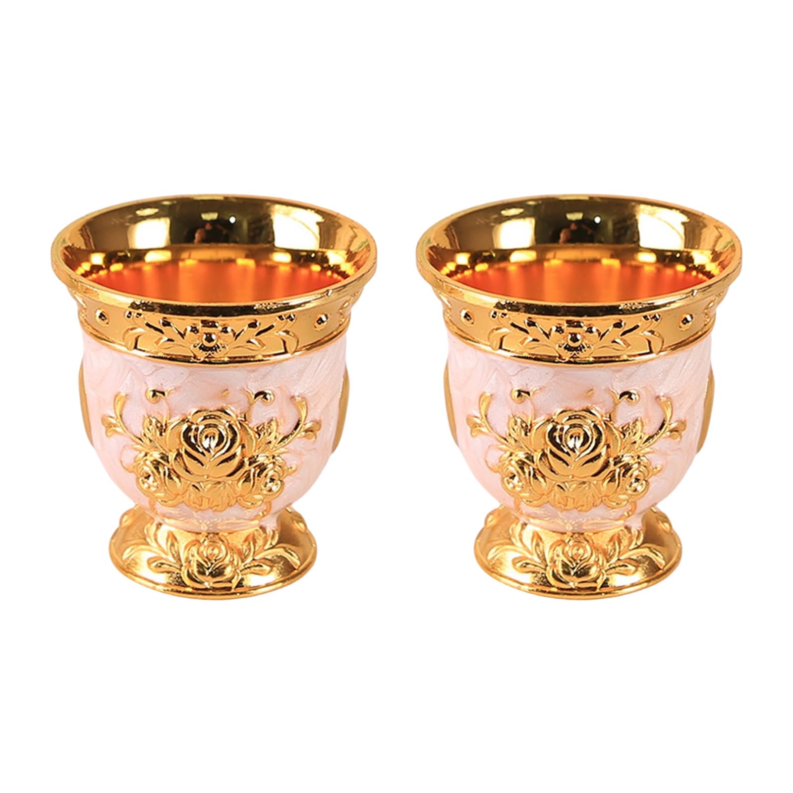 MALSSE Of 2 Floral Pattern 30ml Glasses for Tasting and Special Occasions Metal Mixture Shot Glasses Elegant Party Shot