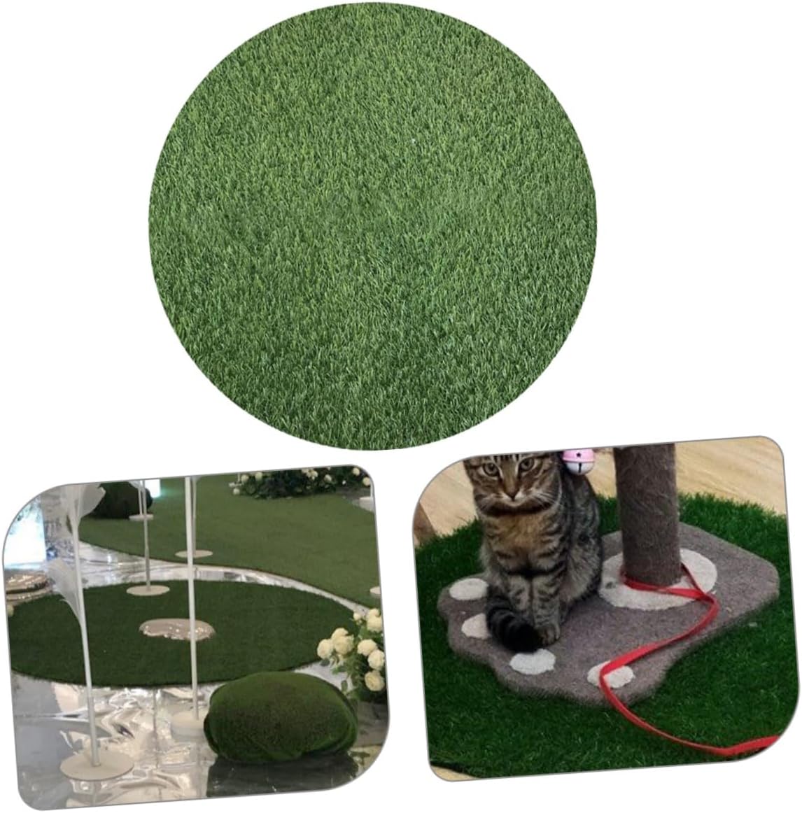 Round Fake Grass Rug for Outdoor Fake Grass Decor Mat Artificial Pad for Home