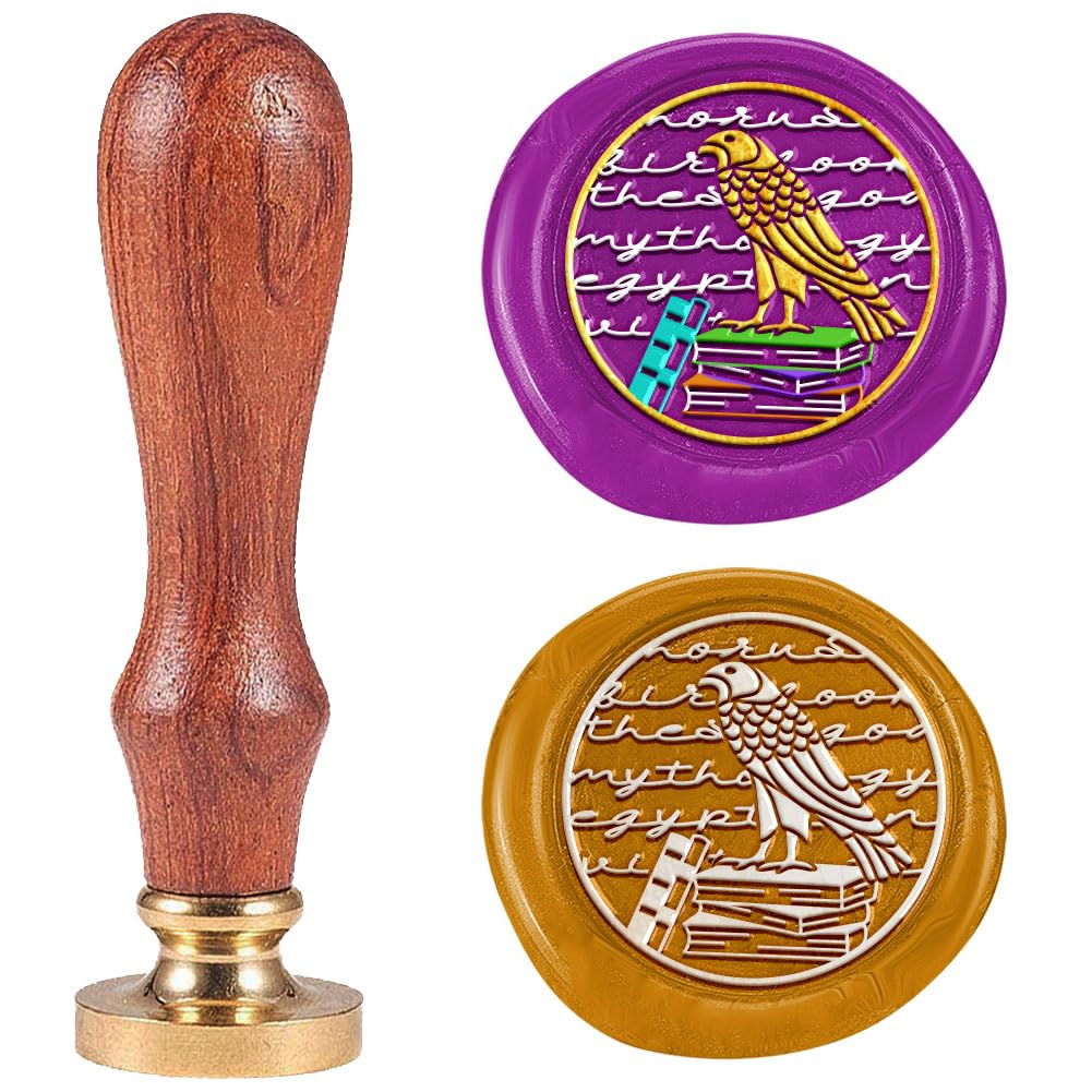 DELORIGIN Myth Bird Wax Seal Stamp Books Embossed Stamp Sealing Removable 1" Brass Wax Seal Stamp Head with Wooden Handle Sealing Wax for Birthdays Invitations Greeting Card Party Envelopes Craft