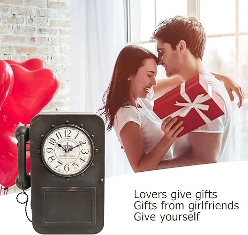 Miniatura 5 de Reloj de pared antiguo vintage con compartimento de almacenamiento oculto, reloj de pared pequeño marrón y negro, reloj vintage de estilo retro