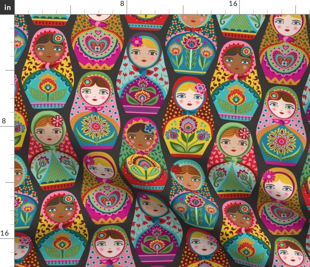 Spoonflower Fabric - Nesting Doll Folk Russian Sisterhood Women Printed on Petal Signature Cotton Fabric by The Yard - Sewing Quilting Apparel Crafts Decor