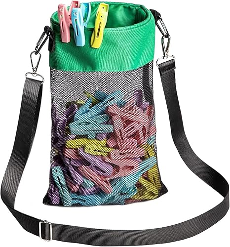 Miniatura 8 de AFUOWER Bolsa de malla para tendedero para colgar al aire libre, organizador de almacenamiento con cordón (gris)