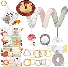 Joyreal Giochi Spirale Stroller – Baby Toys 0-12 Months, Fabric Baby Books, Newborn Rattle, Sensory Montessori Gift