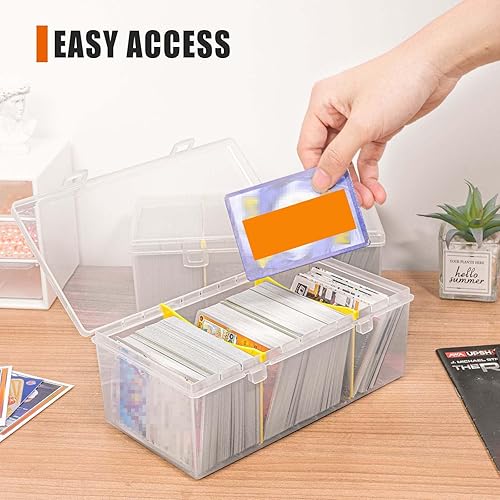 Miniatura 4 de Caja de almacenamiento de tarjetas coleccionables de plástico de 400 unidades con divisores, caja de almacenamiento de tarjetas de béisbol,
