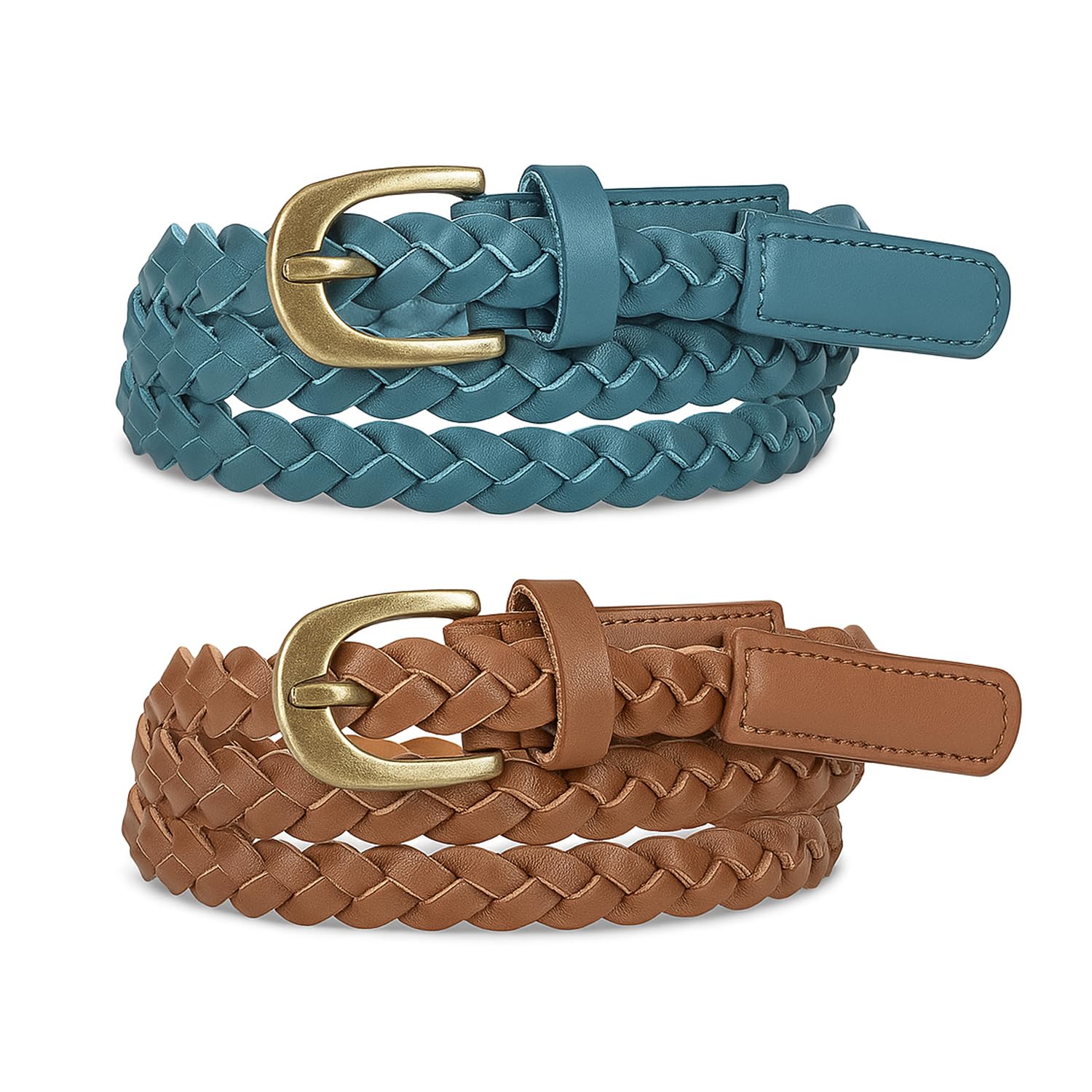 Stylish Women's 2 Belt Combo – Perfect for Jeans & Dresses | Casual & Formal | Adjustable Free Size (28-34 Inch) | Tan & Blue-image-41