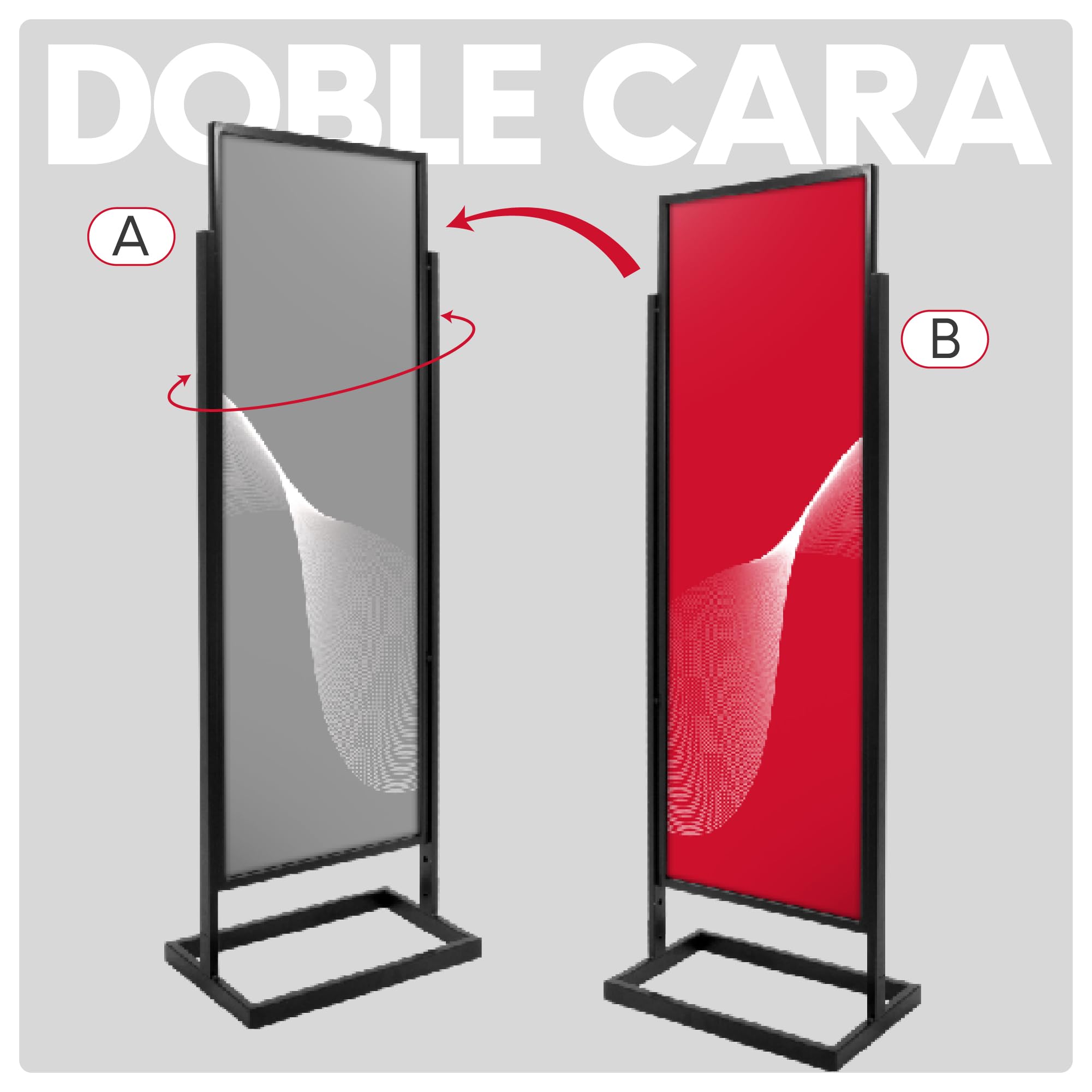 Soporte Publicitario de Acero Negro | Estructura Resistente para Carteles Promocionales | Fácil Montaje y Transporte | Apto para Gráficas 505x1400mm