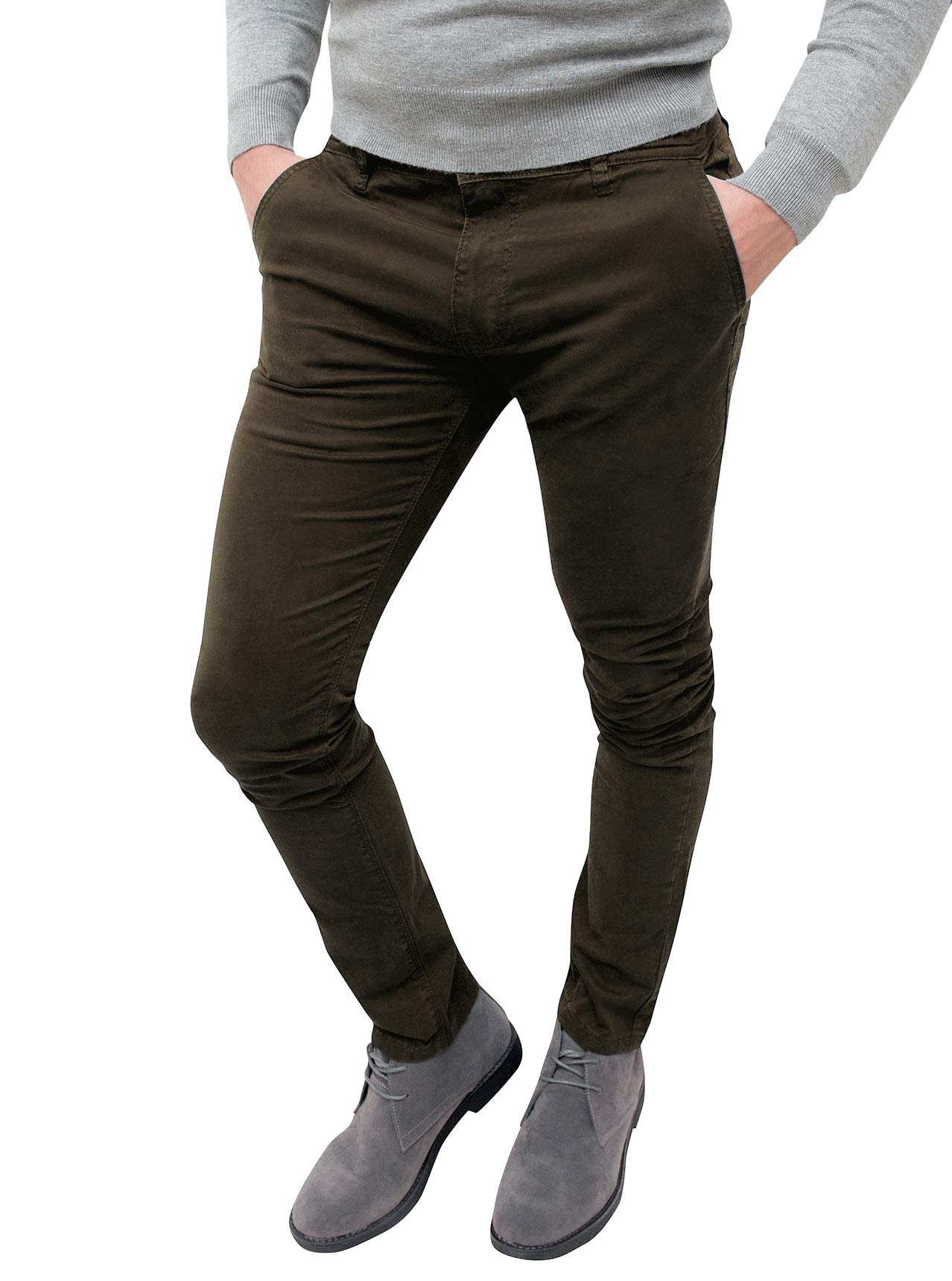 Evoga Pantaloni Casual Uomo Invernali Slim Fit Eleganti Chinos