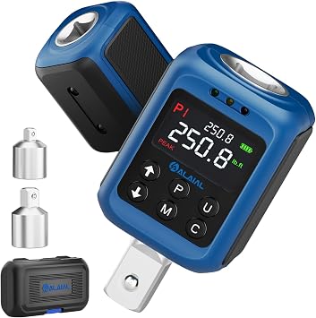 Digital Torque Adapter 1/2", 3.7-250.8 Ft-lb/5-340 Nm, Digital Torque Wrench Converter with 2% Accuracy, Buzzer and LED Indicator, 2 Modes, 4 Units, 3/8 & 1/4 Adapters for Car, Moto