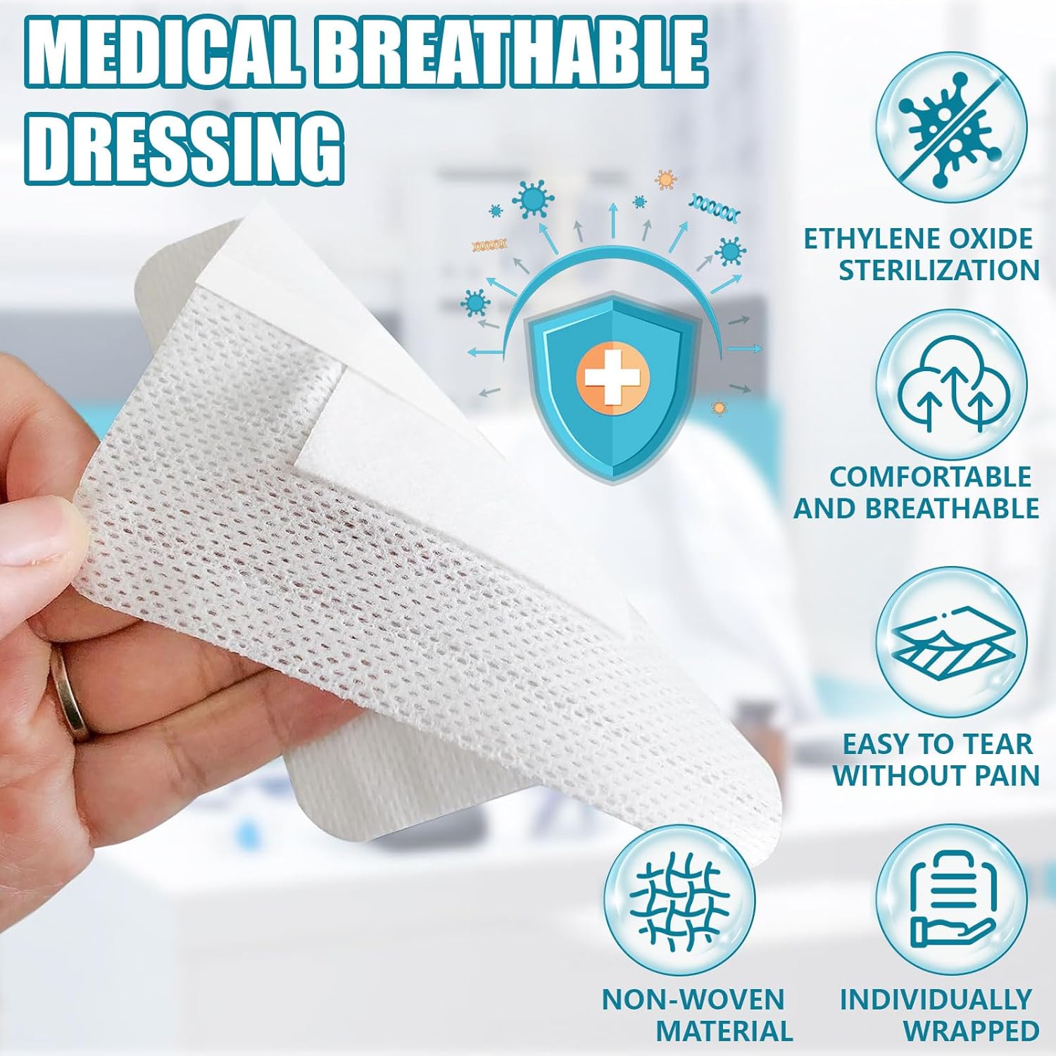 Bordered Gauze Island Dressing (10×10cm) - 20 Pieces Safe Adhesive gauze pads, Breathable, Breathable, Fast Healing, Multi-Purpose Care - Image 4