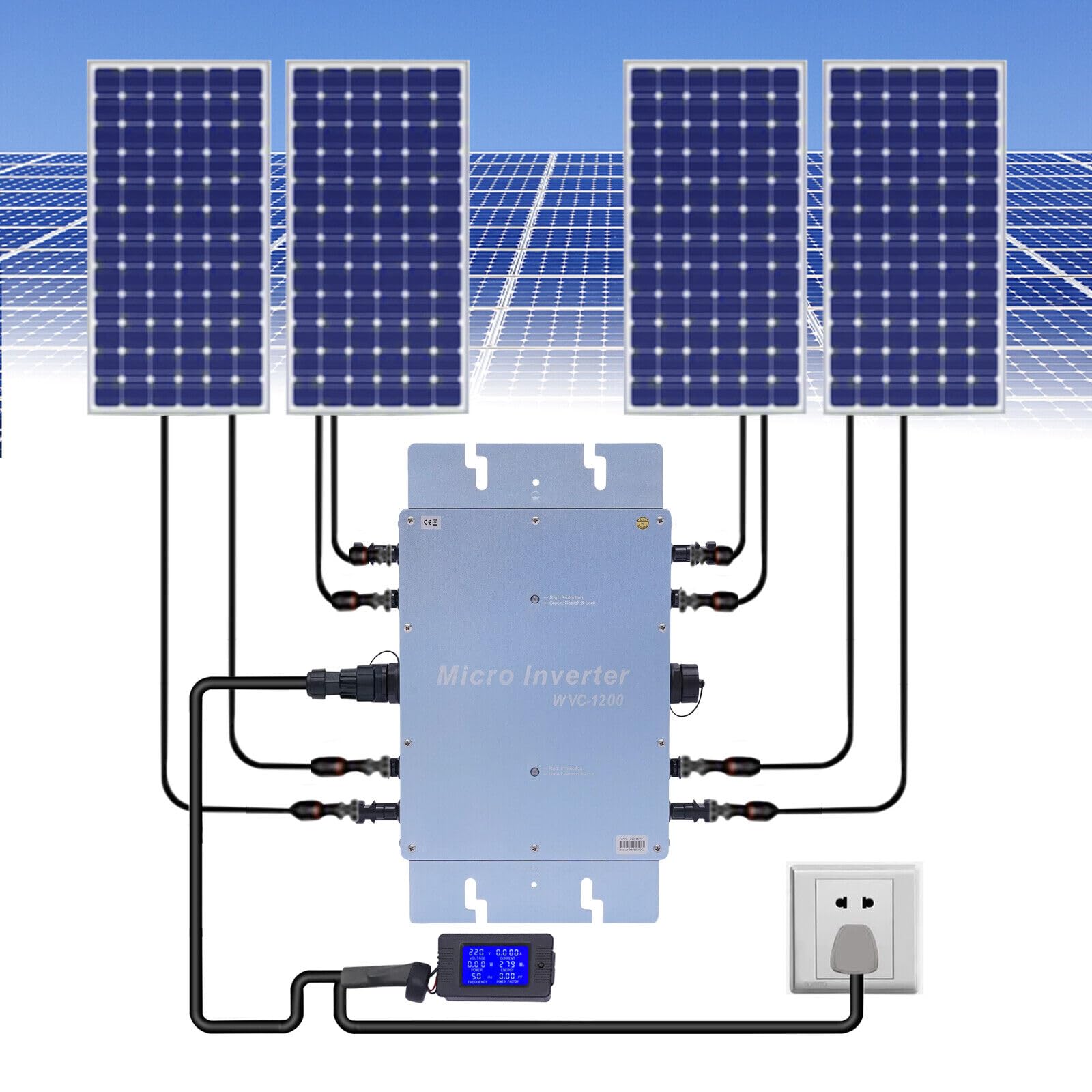 Inverter da balcone, inverter modulare Microinverter 4 X MPP Tracker 1200 W WVC 220 V Solar Microinverter