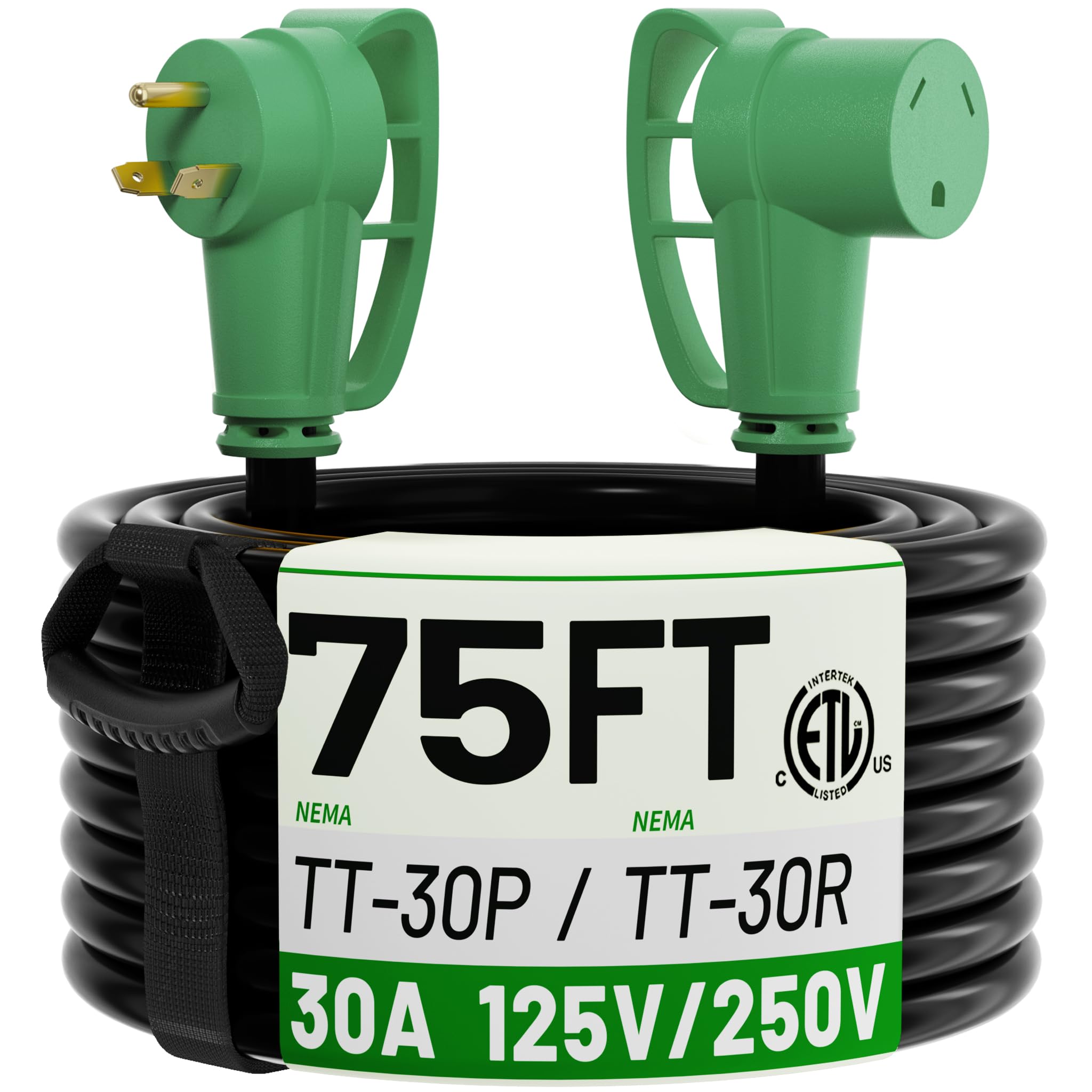 Amazon.com: POWGRN NEMA TT-30P to NEMA TT-30R 75 FT 30 Amp RV
