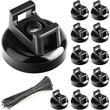 12Pcs Magnetic Wire Mount, Multipurpose for Cable Wire Base, Magnetic Wire Management Bases with 60Pcs Releasable Cable Ties 16 x 11mm