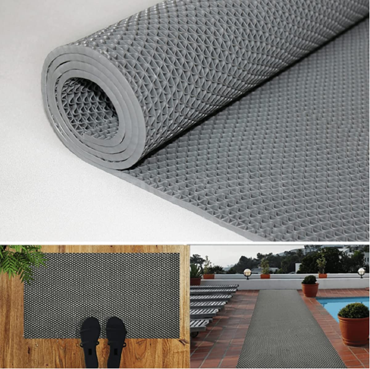 Dhamee Rubber Anti Skid & Multipurpose/Bathroom Mat/Shower Mat/Carpet/Rugs/Rainmat/Swimming Pool Mat|Waterproof Doormat for Indoor/Outdoor Home Office Entrance 45X300 3