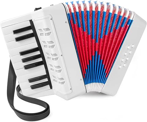 Accordeon Enfant，Accordeon，Accordéon Piano 17 Touches 8 Basses Instrument de Musique Avec Sangle en Cuir Rétractable，Convient aux Débutants, Aux Adultes Ou Aux Étudiants Instruments Éducatifs, Cadeaux