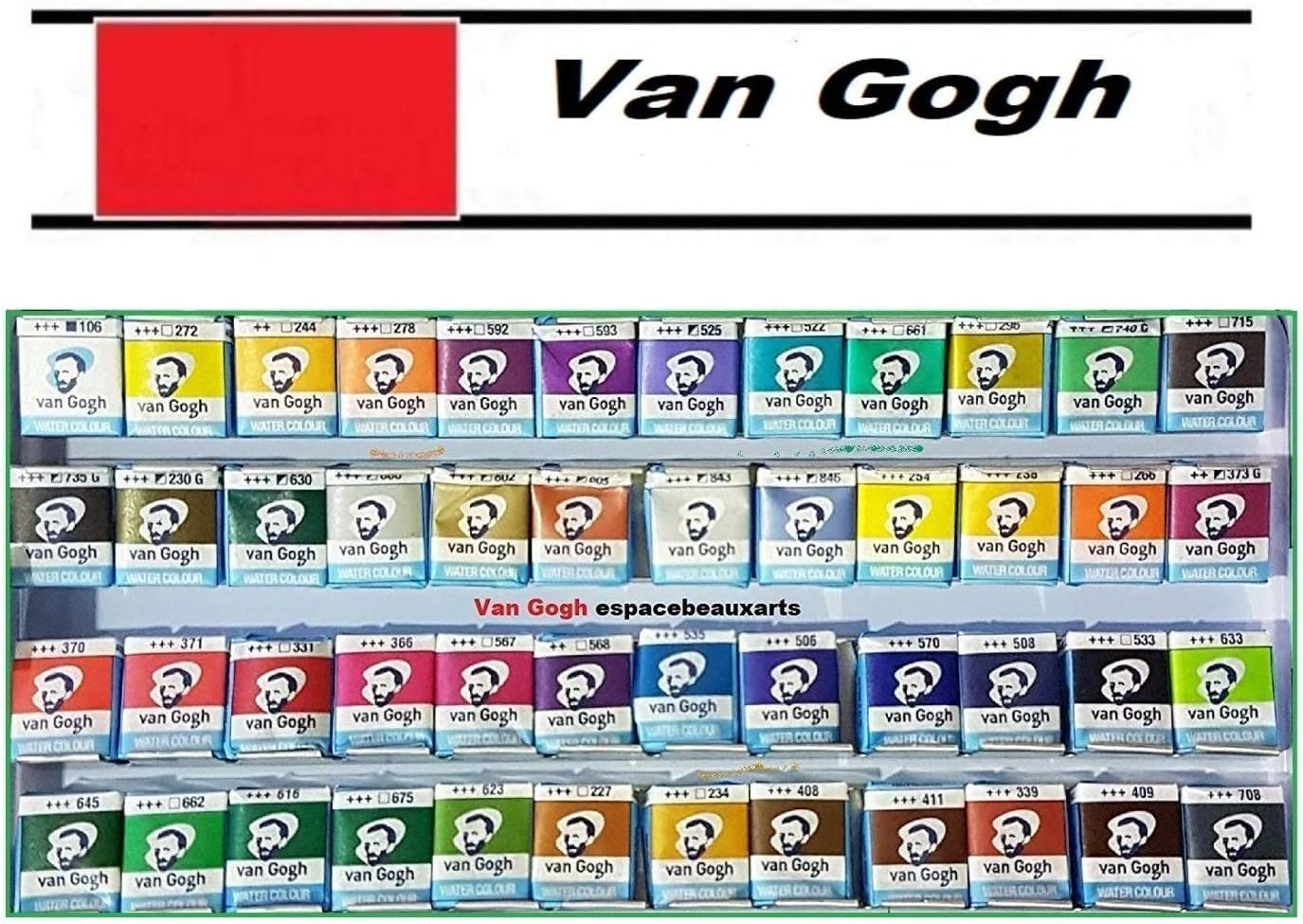 talans Van Gogh - Aquarelle Van Gogh 48 Demi-Godets set metal + 1 pinceaux et Crayon a Dessin