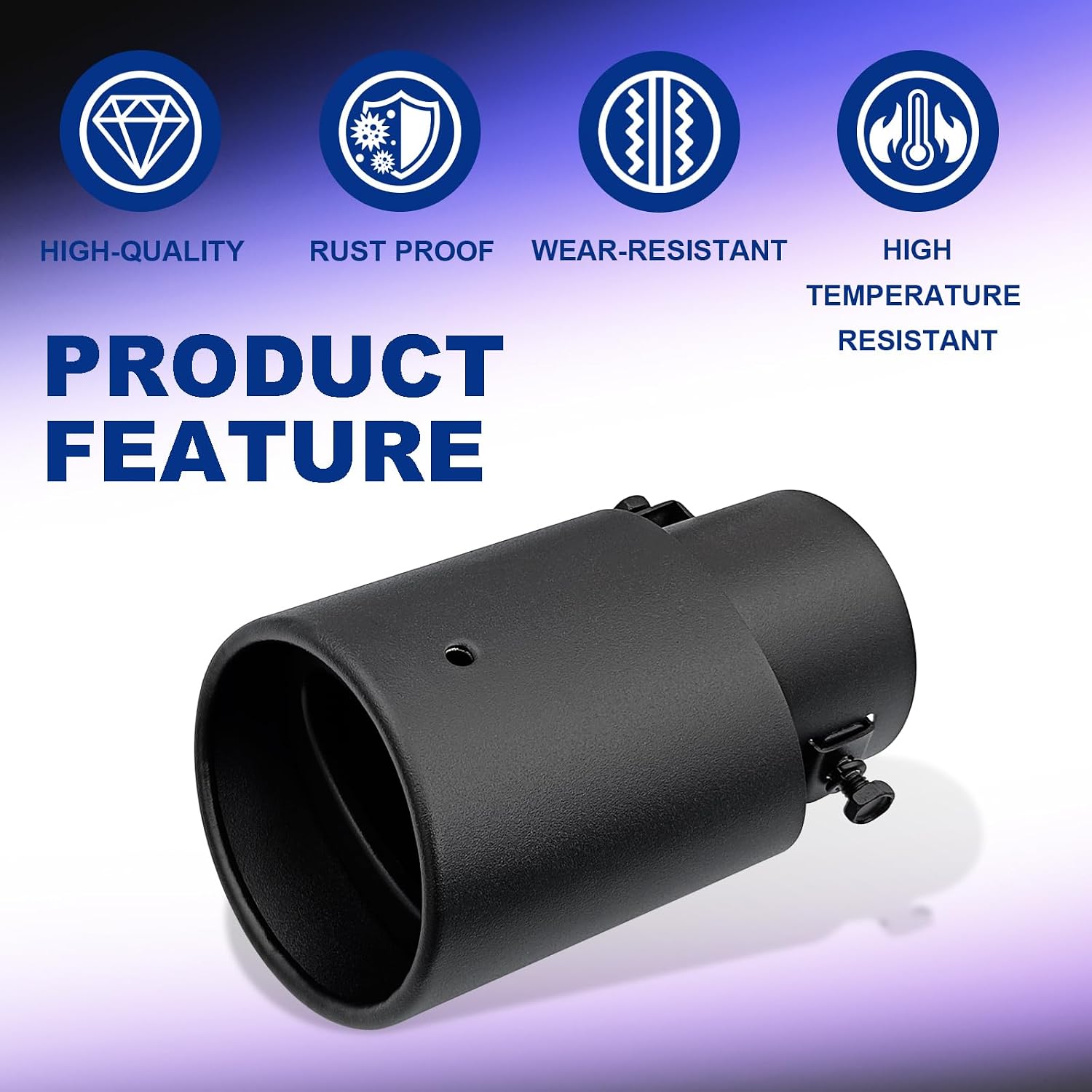 Stainless Steel Car Exhaust Tip, 2.5" Inlet 3.3" Outlet, Steel Exhaust Tips, Universal Car Exhaust Pipe Modification Tail Throat Tail Pipe, Fit for Most Cars (Straight, Black)