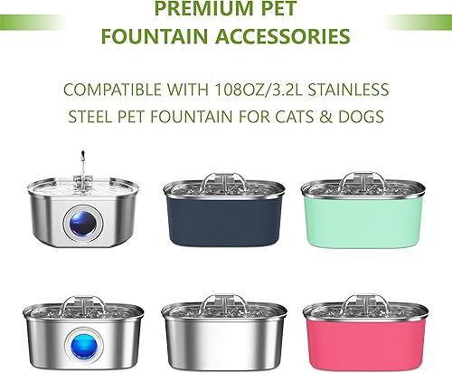 Miniatura 3 de Repuesto de filtros de acero inoxidable para gatos compatibles con filtros Rellaty de 108 onzas3.2 L para fuentes de agua para gatos y perros en el
