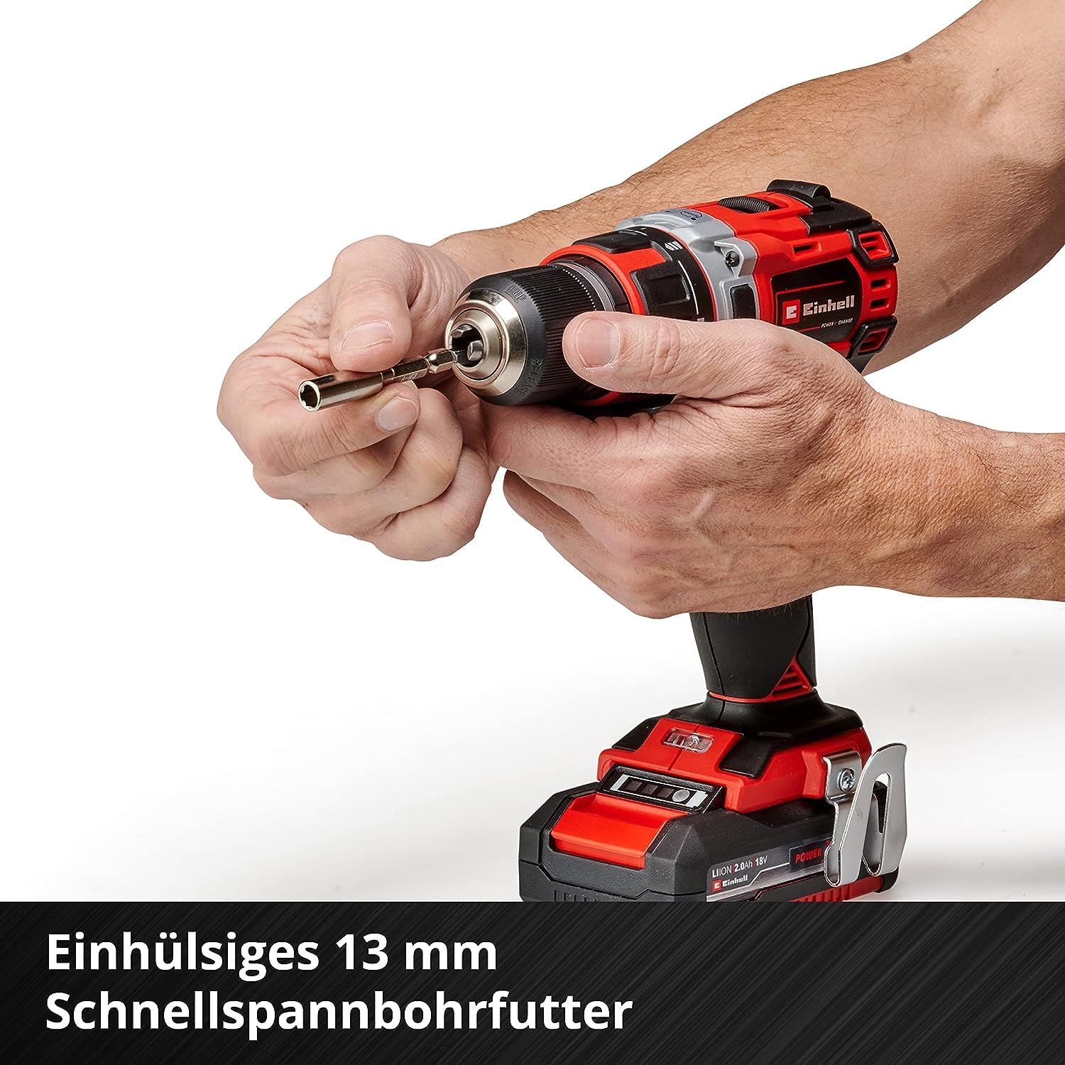 Einhell Professional Akku-Bohrschrauber TP-CD 18/50 Li BL Kit Power X-Change (18 V, Brushless, 50 Nm, 2 Gang, 13 mm Bohrfutter, inkl. 2x 2,0 Ah Akkus + Ladegerät)