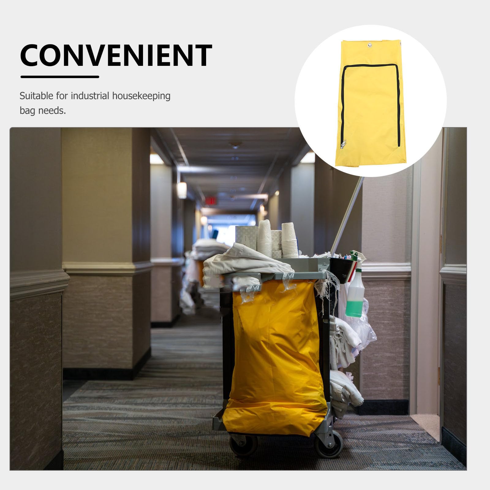 Bolsa para Carrito de Limpieza Industrial de Tela Oxford con Alta Capacidad y Cremallera Frontal para Uso Comercial y Recolección de Ropa y Residuos