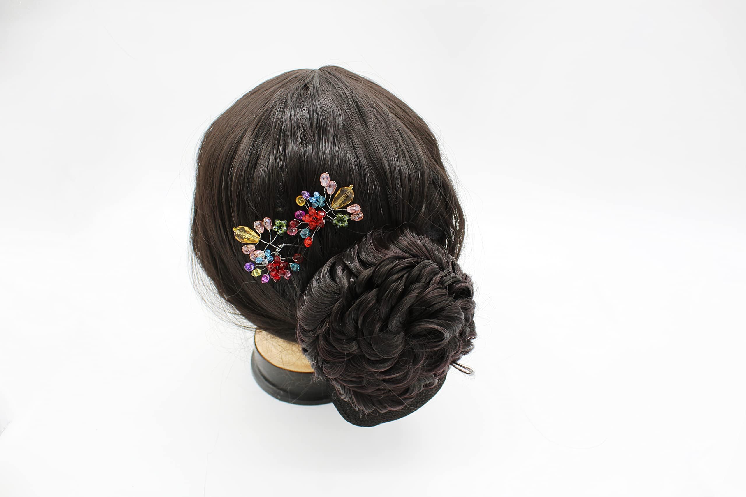 Pearl Crystal Headband Hair Pins and Crown Bridal WowFab Flower Crystal Rhinestone Wedding Hair Vines Flower Headband Hair Styling Hand Made Accessories (Design A2)