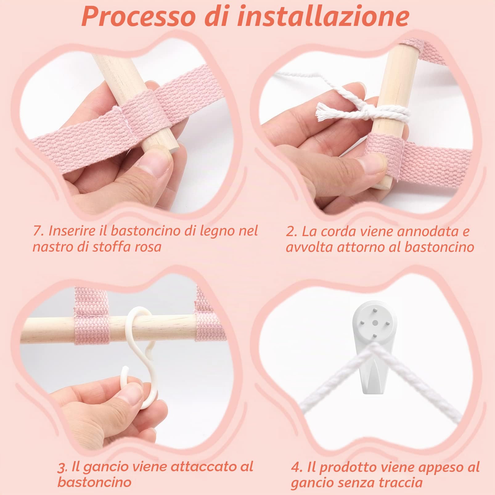 Organizer da appendere alla parete per capelli e archi, per riporre cerchietto e fermagli capelli, per neonati, per soggiorno, camera da letto, porta, armadio, decorazione da parete (rosa)